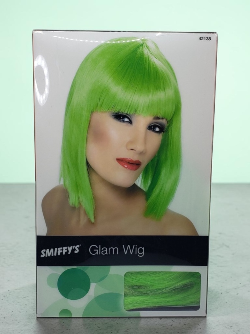 Smiffys Neon Green Short Blunt Bob Wig Halloween Costume NEW